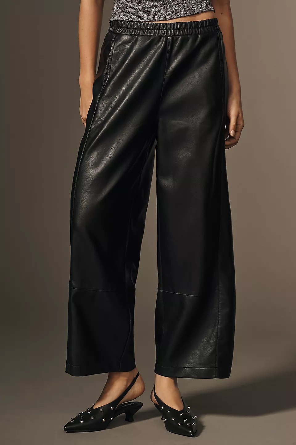 The Izzie Relaxed Pull-On Barrel Pants by Pilcro: Faux-Leather Edition