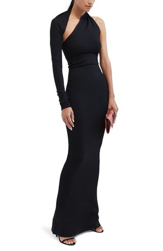 Manhattan One-Shoulder Ponte Knit Gown