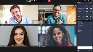 Four people on a web meeting using 3CX