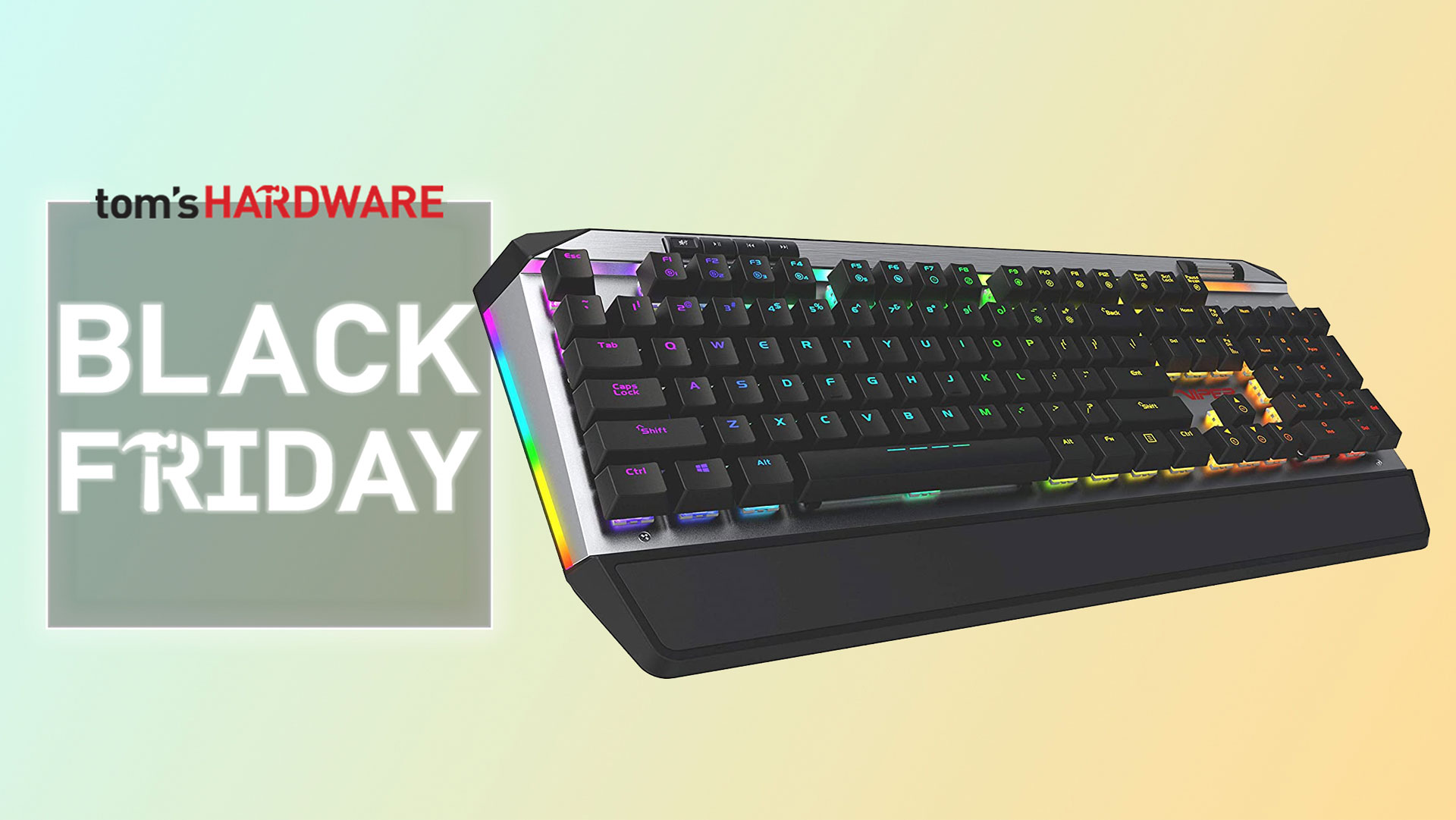 Patriot Viper V765 on iridescent background next to Black Friday logo