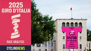 The Giro d'Italia banner adorns a building in Albania