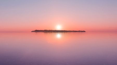 Vallisaari Island skyline. The island hosts artworks as part of Helsinki Biennial 2023