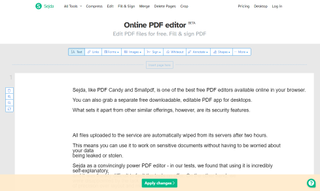 Editing a PDF in Sejda, a free PDF editor online