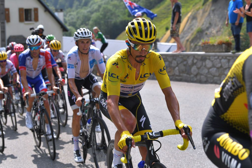 Alaphilippe in yellow on the Tourmalet
