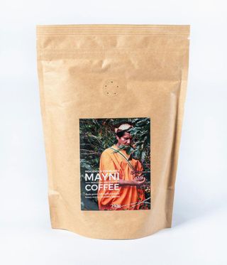 Easy Jose bag of Mayni ground coffee in a brown paper package