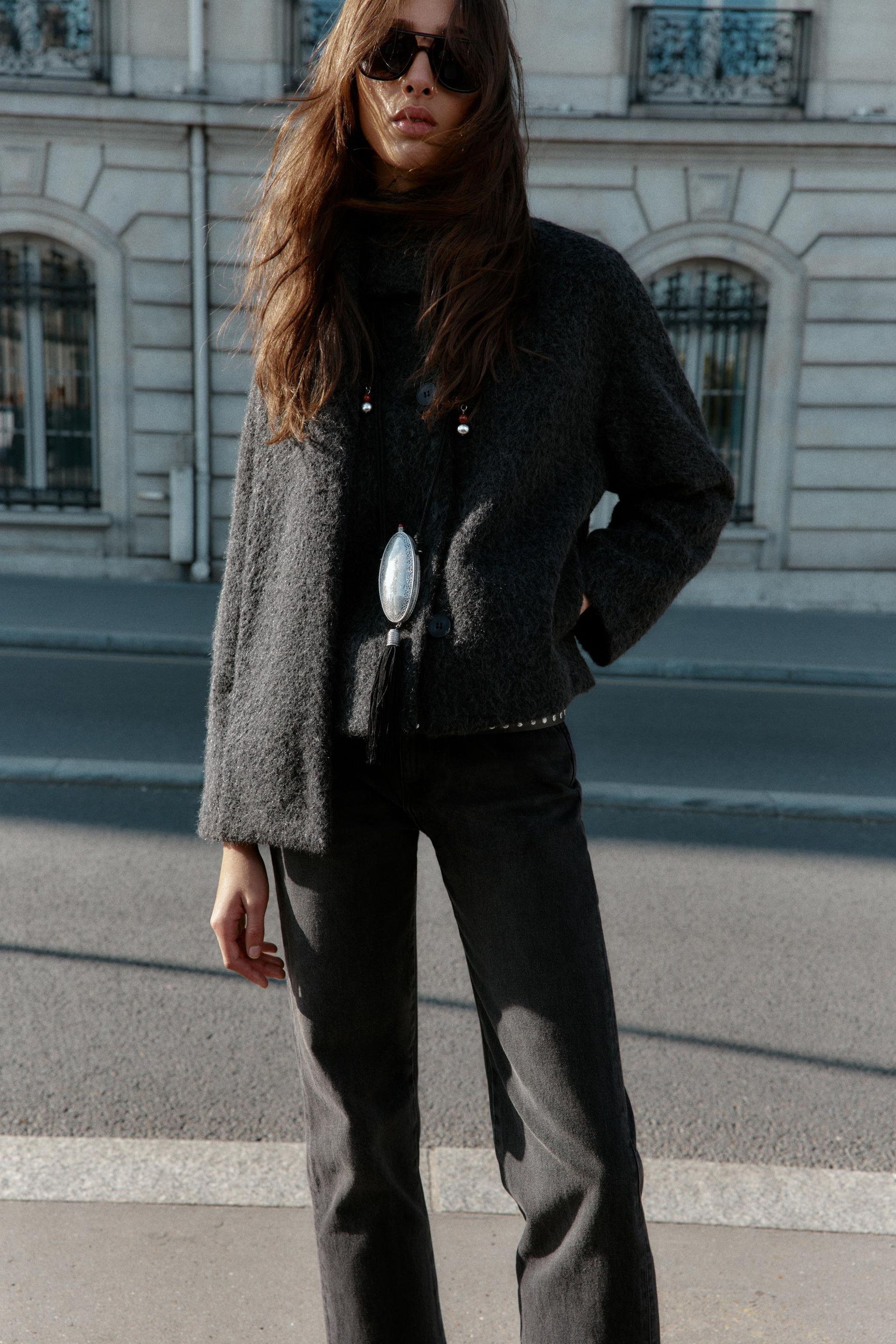 Short BouclÉ Coat With Scarf