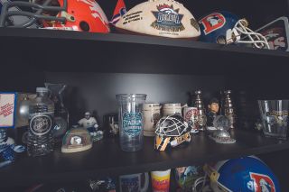 A few of the items in Brian's epic hockey collection