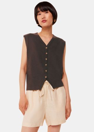 Linen Button Front Waistcoat