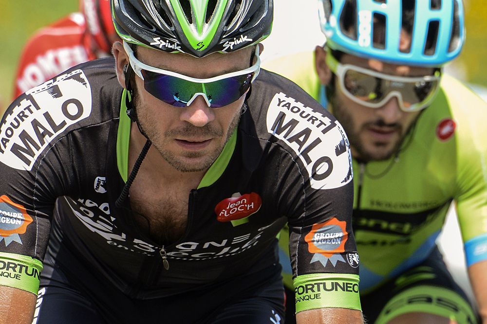 Pierre-Luc Perichon (Bretagne-Seche Environnement) and Nathan Haas (Team Cannondale-Garmin) in the breakaway