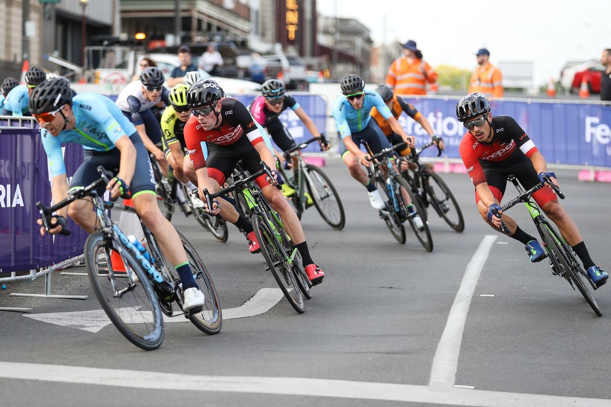 Concentration as the riders round a corner