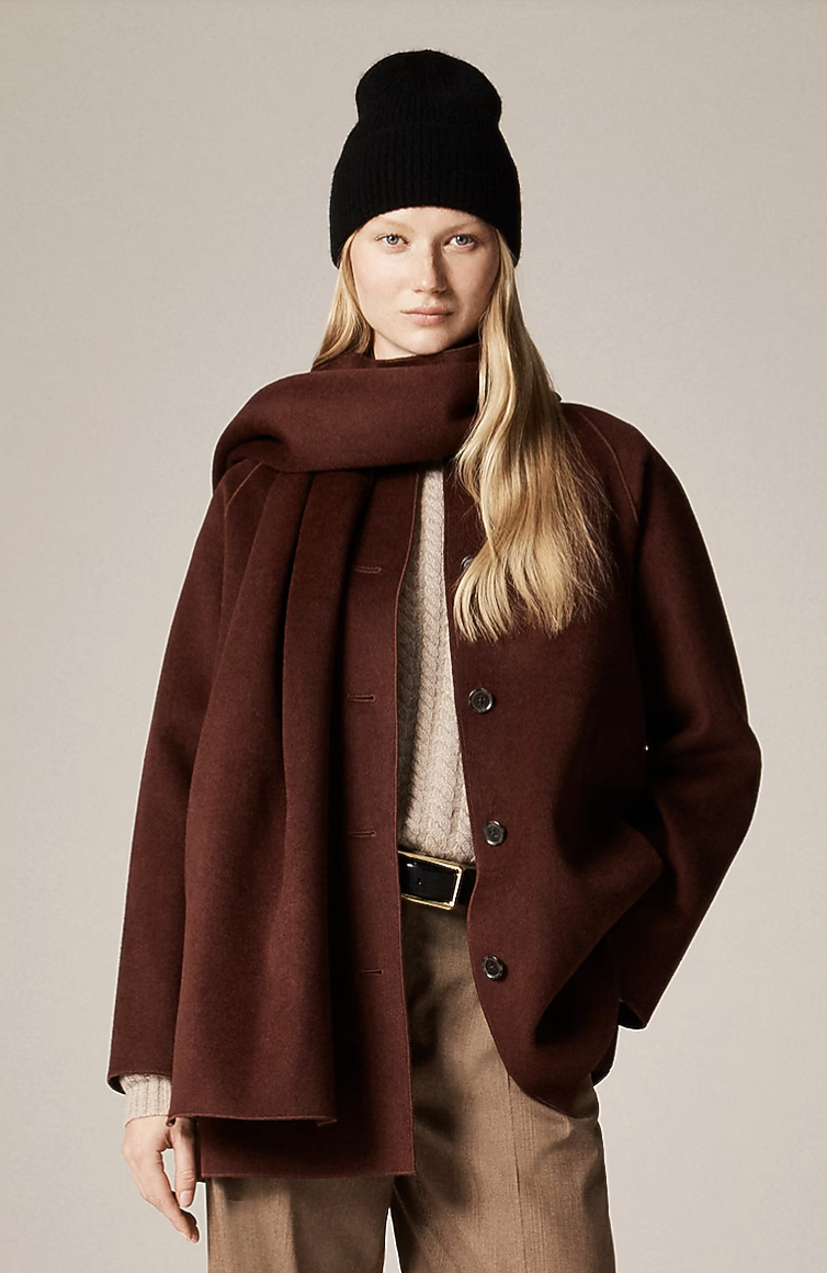 J.Crew, Scarf Coat in Drapey Wool Blend