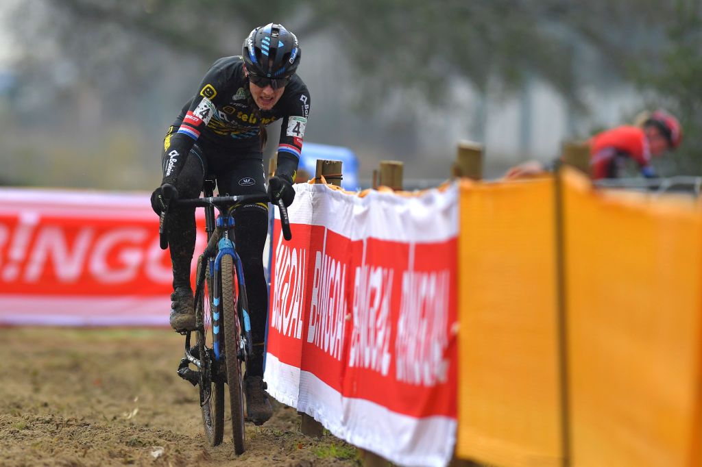BOOM BELGIUM DECEMBER 06 Lucinda Brand of The Netherlands and Team Telenet Baloise Lions during the 6th Superprestige Cyclocross Boom 2020 Women Elite De Schorre Boom Superprestige2021 SPBoom SuperprestigeCX on December 06 2020 in Boom Belgium Photo by Luc ClaessenGetty Images