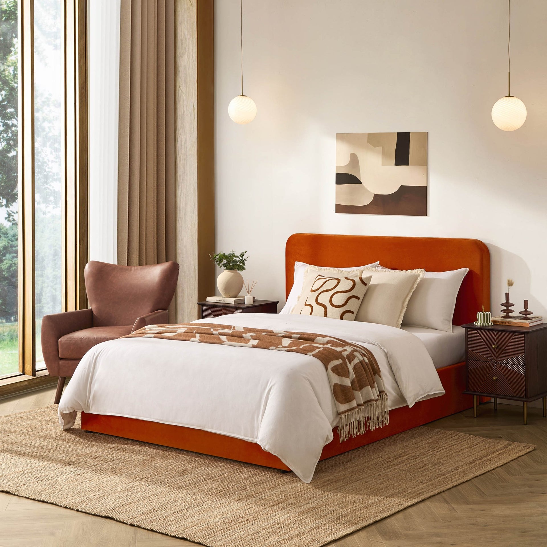 Ascot Ottoman Storage Bed - Bright Orange