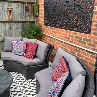 grey coloured garden sofa