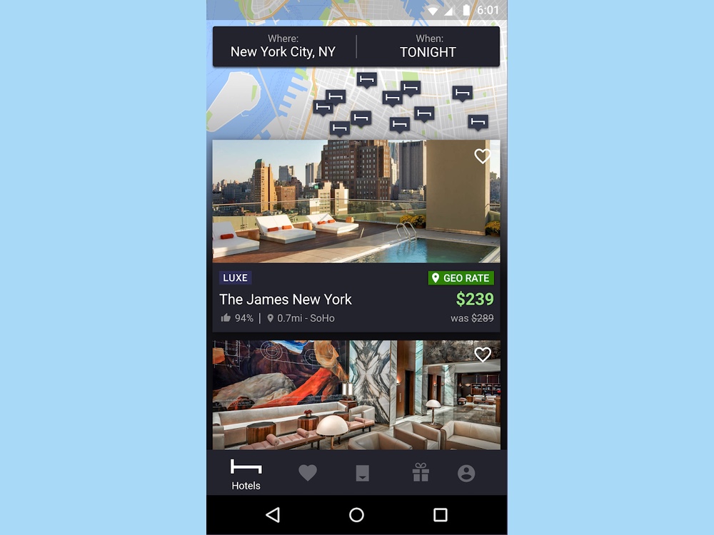 best travel apps: HotelTonight