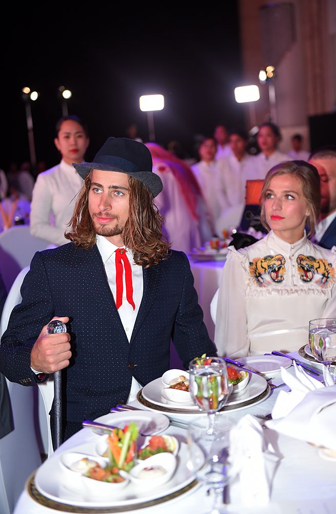 2016 UCI Gala - Peter and Katarina Sagan seated during the dinner party