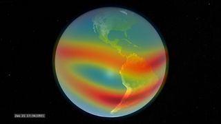 NASA's twin E-TBEx cubesats will study how charged particles in the ionosphere, shown in this visualization, affect satellites.
