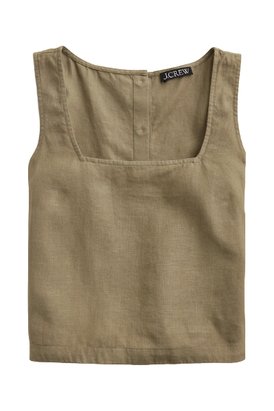 J.Crew, Squareneck Button-Back Top in Linen