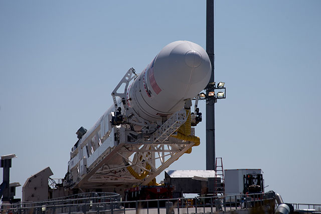 Raising Antares A-ONE Rocket launch pad 