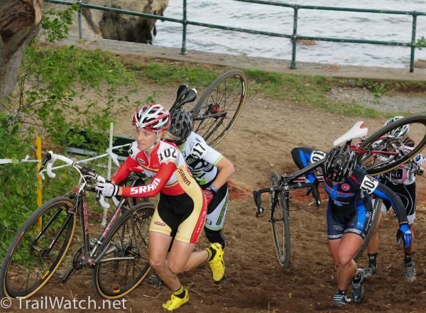 Mo Bruno-Roy (h) and Laura Van Gilder (R) on the run-up