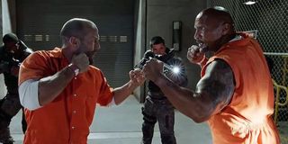 Hobbs and Shaw in The Fate of the Furious