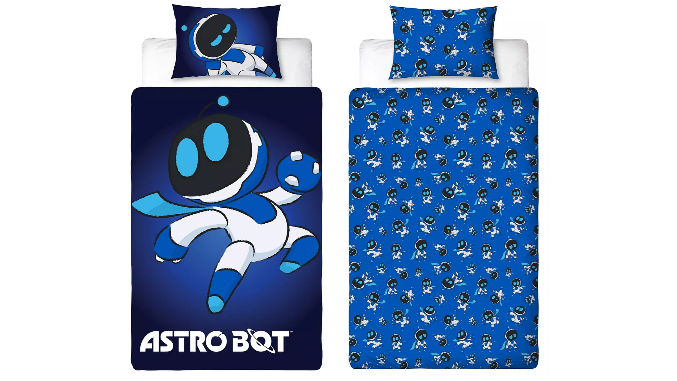 Astro Bot bedding on a white background