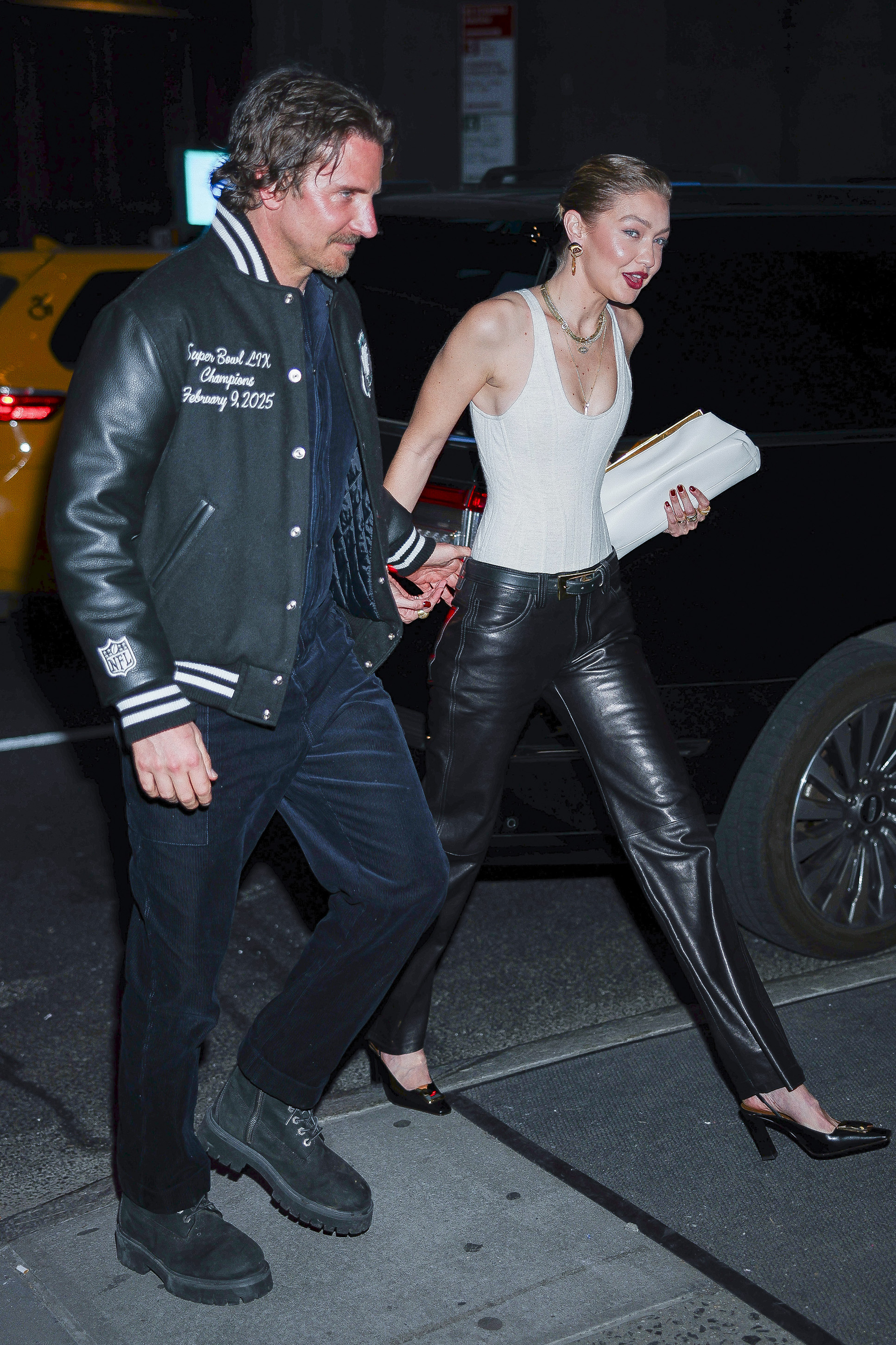 NEW YORK, NEW YORK - APRIL 25: Bradley Cooper and Gigi Hadid are seen attending her 30th Birthday at Le Chalet in Midtown on April 25, 2025 in New York City. (Photo by Aeon/GC Images)