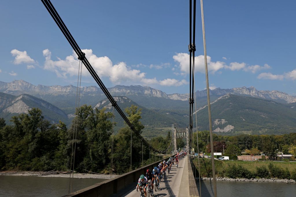 The pack rides during the 17th stage of the 107th edition of the Tour de France cycling race 170 km between Grenoble and Meribel on September 16 2020 Photo by Kenzo Tribouillard AFP Photo by KENZO TRIBOUILLARDAFP via Getty Images