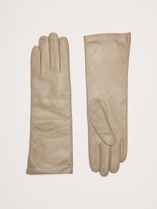 Cashmere-Lined Long Leather Gloves