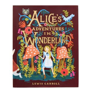 Brown Alice in Wonderland book on white background