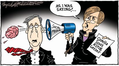 Political Cartoon U.S. Elizabeth Warren Mitch McConnell Coretta Scott King