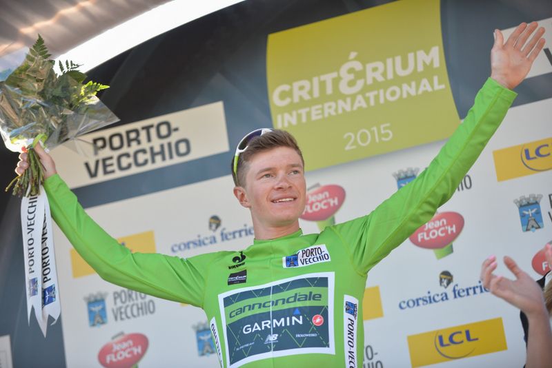 Ben King (Cannondale-Garmin) in the sprinters green jersey