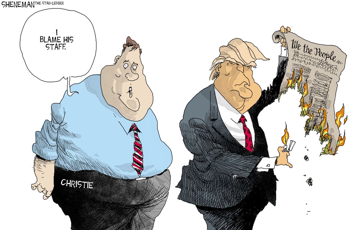 Political cartoon U.S. Chris Christie President Trump destroys ...