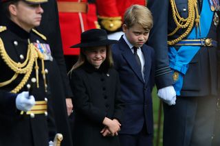 Princess Charlotte and Prince George at Queen Elizabeth II funeral