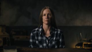 Heather Jones sitting for an interview in Waco: American Apocalypse