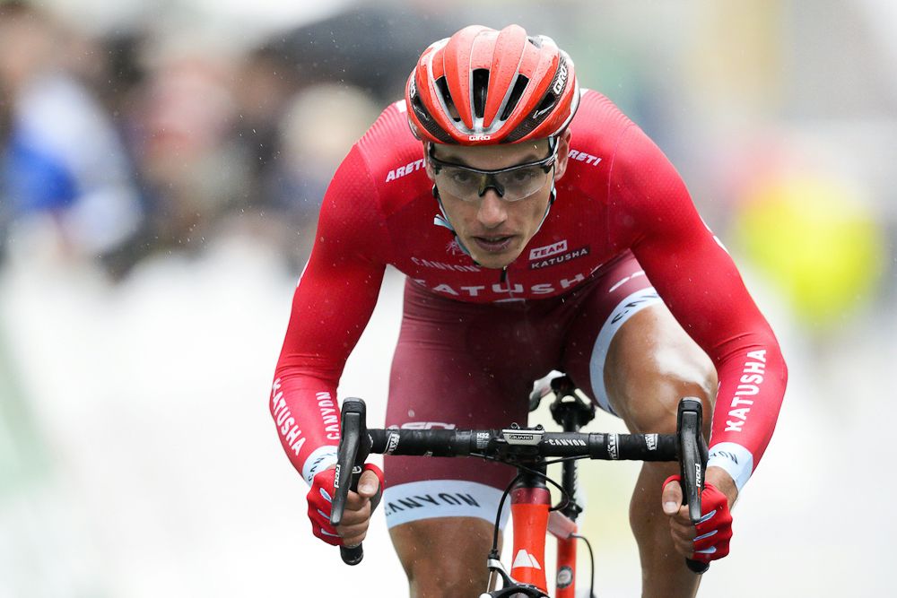 Simon Spilak (Katusha team) competes in the 3.95km prologue of the 70th Tour de Romandie