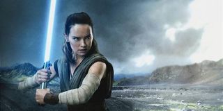 Rey in a promo image of The Last Jedi