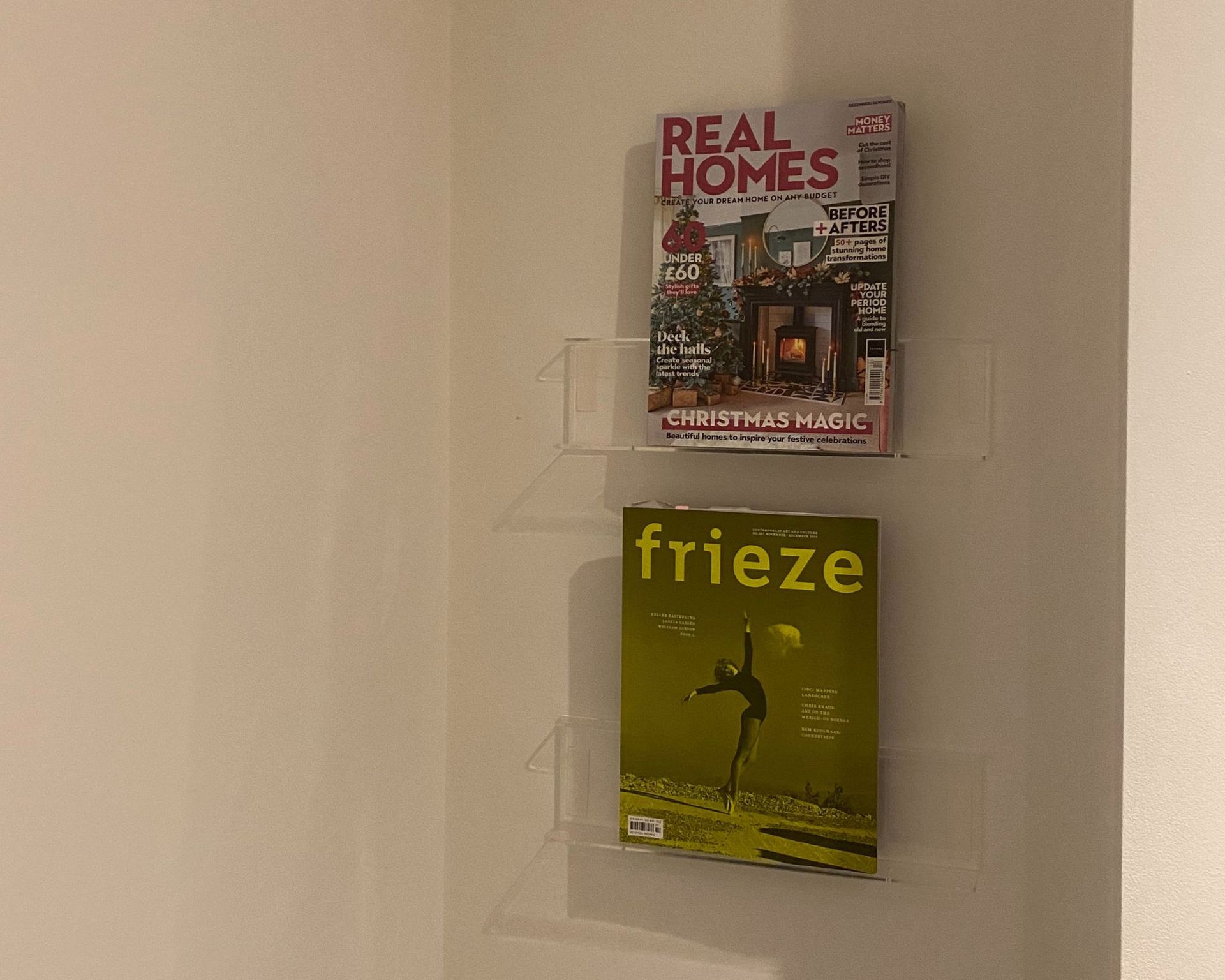 Dekorasi rumah akrilik di apartemen Louise