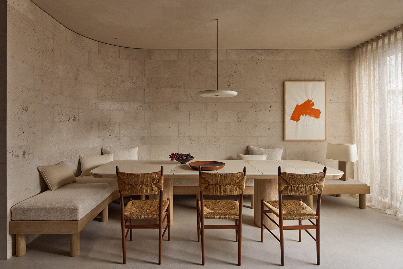 views of neutral colours and minimalist interior in belgian penthouse