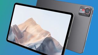 The Nubia Pad Pro tablet on a green and blue background