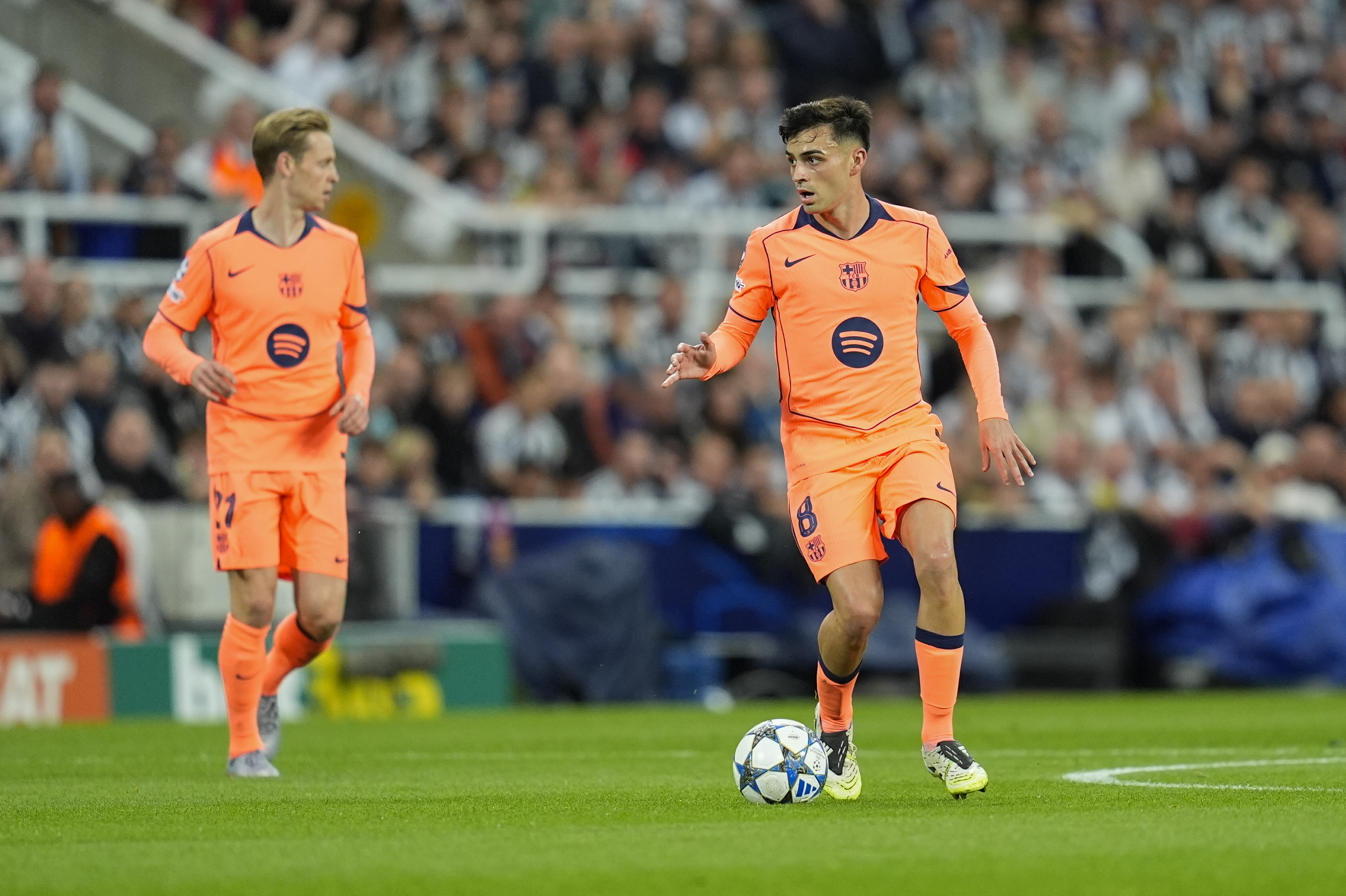 Pedri of FC Barcelona in action during the UEFA Champions League 2025/26 League Phase MD1 match between Newcastle United FC and FC Barcelona at St James&#039; Park on September 18, 2025 in Newcastle upon Tyne, England.
