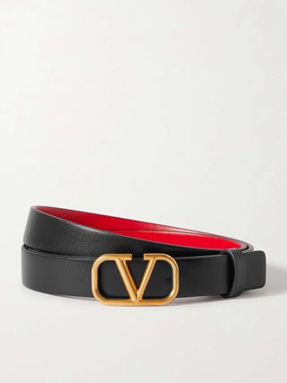 Valentino Garavani Vlogo Reversible Leather Belt