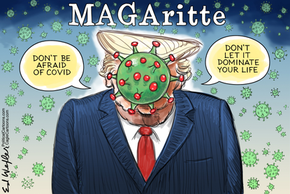 Political Cartoon U.S. Trump COVID Magritte&nbsp;