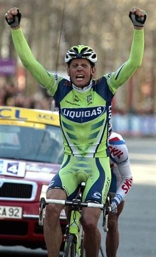 Kjell Carlström (Liquigas) gets his biggest win from the day-long breakaway which stayed clear on stage three.