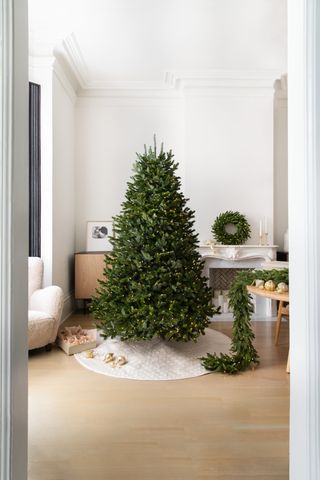 A plain artificial Christmas tree
