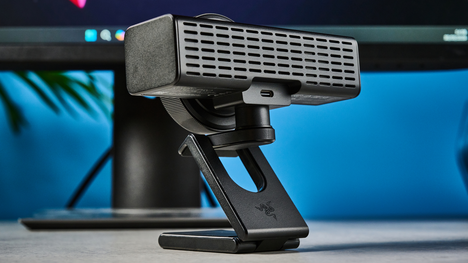A black Razer Kiyo V2 Pro 4K webcam