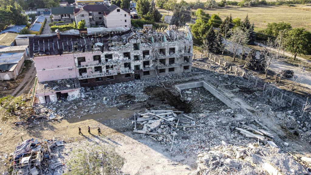 Damaged building in Odesa