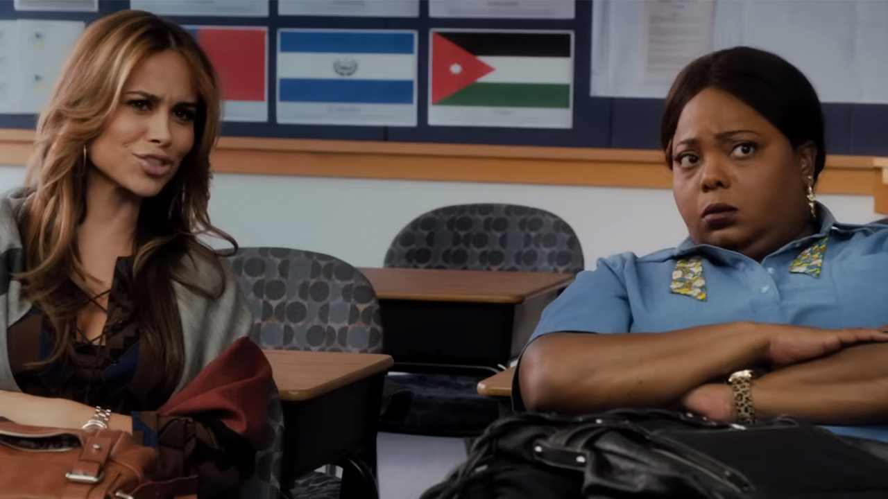 Two women looking skeptical in The Single Moms Club