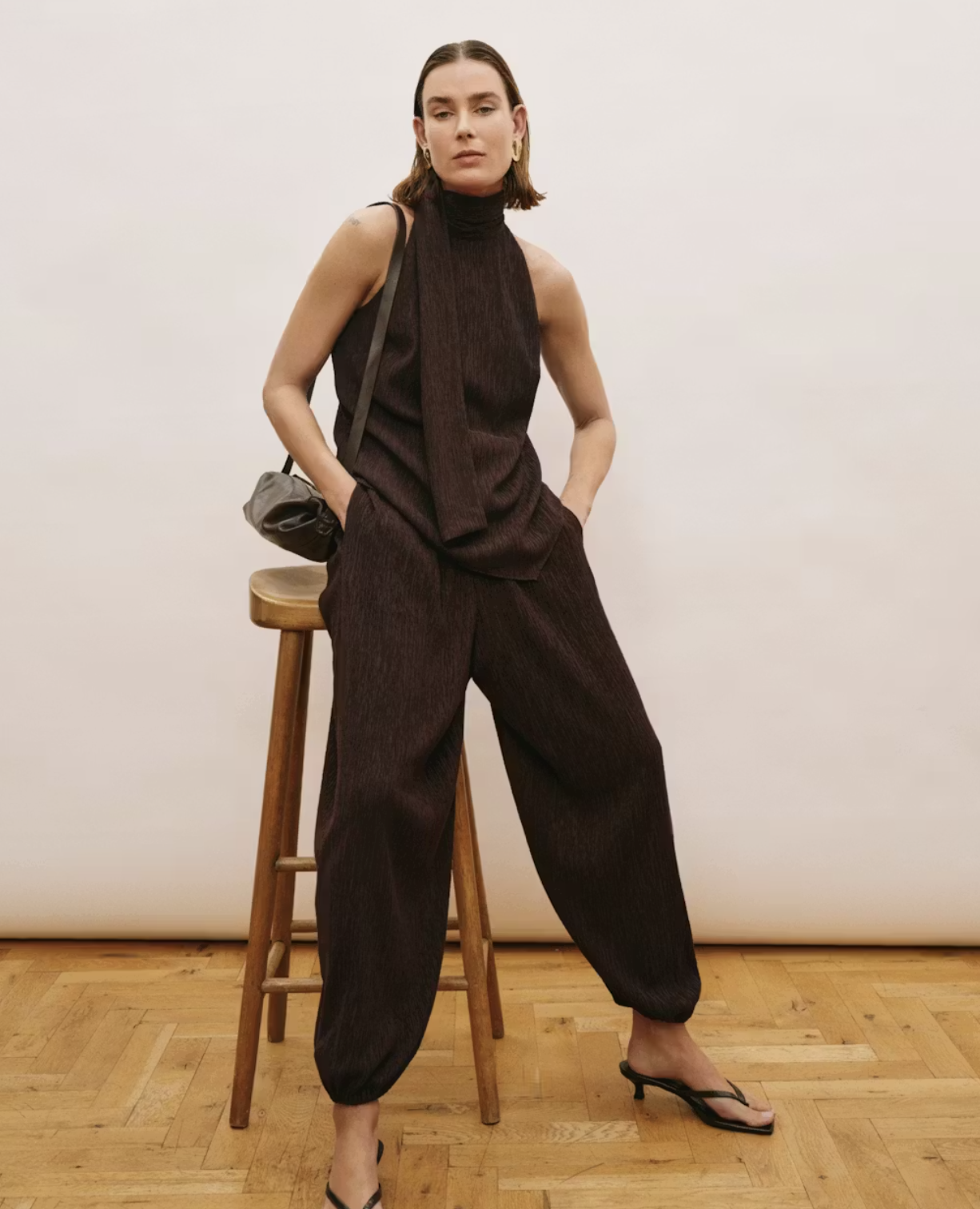 HUSH, Adira Crinkle Bubble Hem Trousers