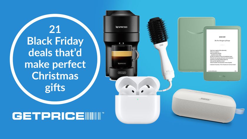 Blue background with white writing that says 21 Black Friday deals that'd make perfect Christmas gifts with scattered images of 5 products next to it